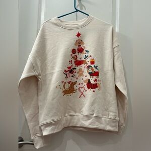 NWT Messy Bun Just Chillin’ holiday sweater dogs Christmas tree Sweatshirt- M